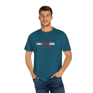 Teal Blue Unlimited Slogan Graphic T-Shirt