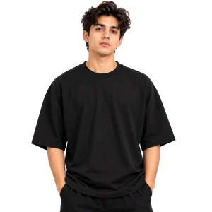 Black Oversized Drop Shoulder T-Shirt
