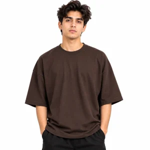 Dark Brown Oversized Drop Shoulder T-Shirt